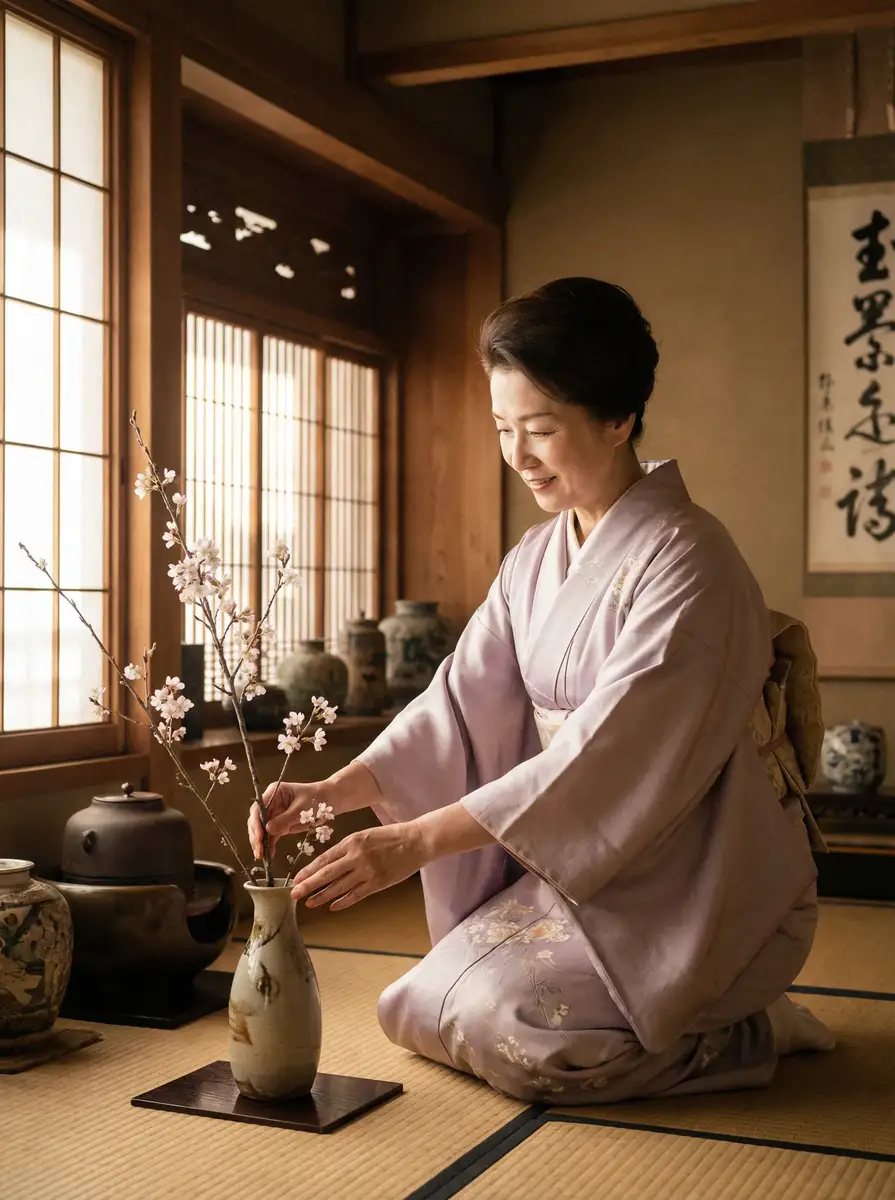 一位优雅的 黄色仓库官网-海量高清视频下载|每日更新|免费在线观看 在和室中插花
